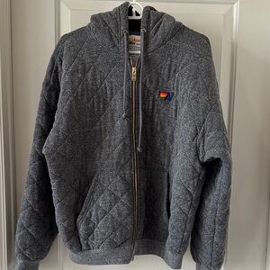 Aviator Nation Gray Quilted Bomber Jacket